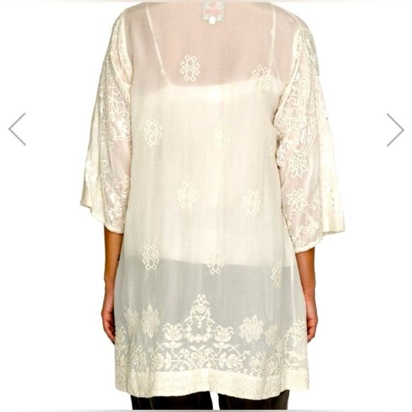 Johnny Was Motley Intricate Tonal Embroidered Kimono Jacket Cream Size M - L - Picture 6 of 16